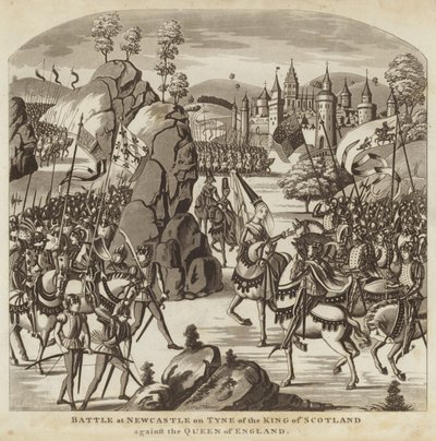 Slag bij Newcastle upon Tyne van de koning van Schotland tegen de koningin van Engeland door English School