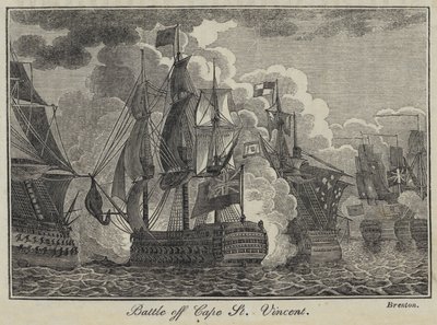 Slag bij Kaap St Vincent (gravure) door English School