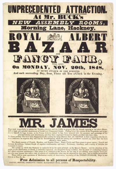 Bazaar en Fancy Fair, 20 november 1848 door English School