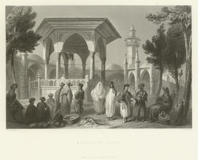 Bazaar in Jaffa, 1837 door English School