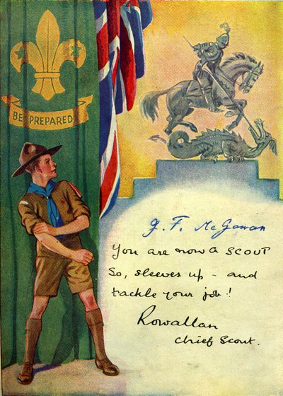 Wees voorbereid, inschrijvingskaart voor padvinders. 1947 door English School