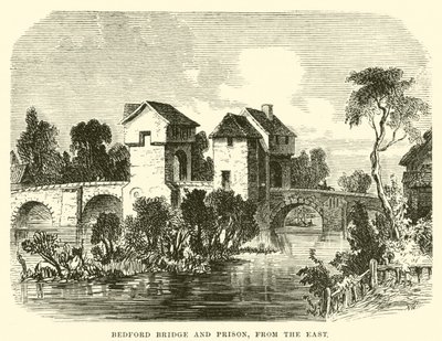 Bedford Bridge en Gevangenis; vanuit het oosten (gravure) door English School