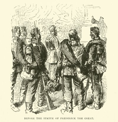 Voor het standbeeld van Frederik de Grote, mei 1871 door English School