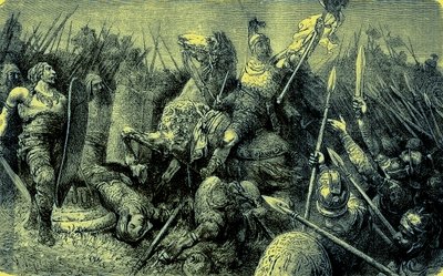 Belisarius leidt het Romeinse leger tegen de Goten, illustratie uit The Illustrated History of the World, gepubliceerd ca. 1880 door English School