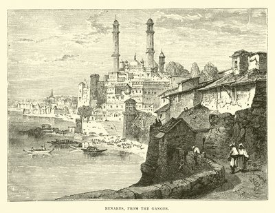 Benares, vanaf de Ganges door English School
