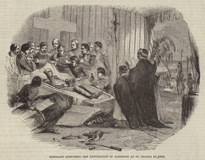 Bertrand bij de opgraving van Napoleon op Sint-Helena in 1840 door English School