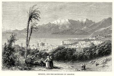 Beyrout en de bergen van Libanon (gravure) door English School