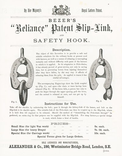 Bezers Reliance Patent Slip-Link en Veiligheidshaak door English School