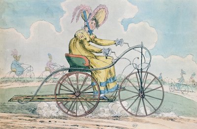 Fiets met drie wielen, de hobby van de dames, 1819 door English School