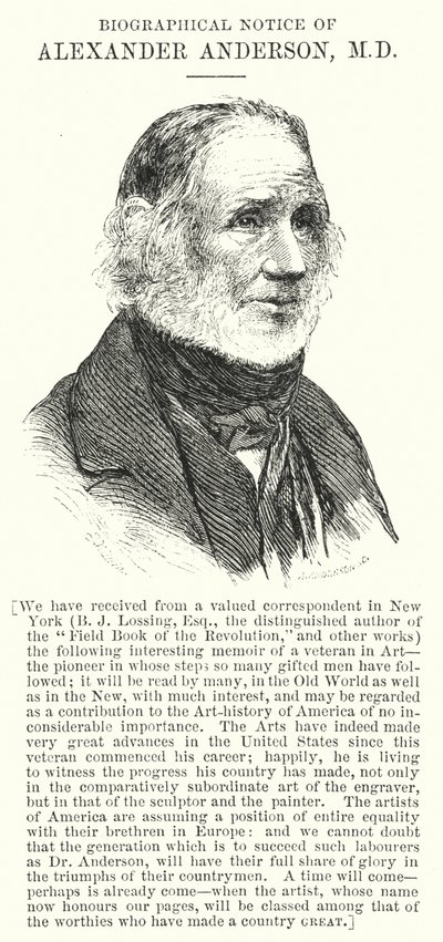 Biografische Notitie van Alexander Anderson, MD (gravure) door English School