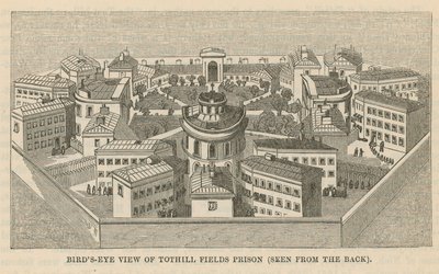 Vogelvlucht van Tothill Fields Prison door English School