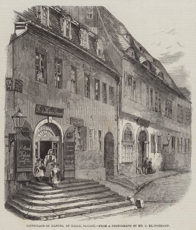 Geboorteplaats van Händel, in Halle, Saksen (gravure) door English School