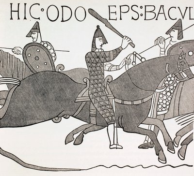 Bisschop Eudes met zijn staf tijdens de Slag bij Hastings, ca. 1880 door English School