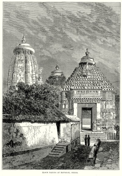 Zwarte Pagora bij Kanarak, Orissa (gravure) door English School