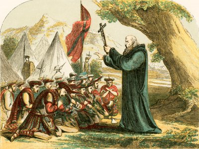 Zegenen van de Schotse soldaten voor de slag bij Bannockburn door English School
