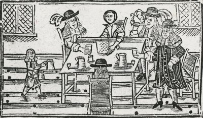 Bordspel en drinken in de taverne door English School