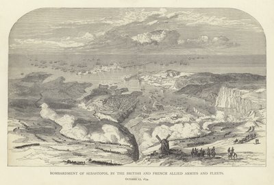 Bombardement van Sebastopol door de Britse en Franse Geallieerde Legers en Vloten, 17 oktober 1854 door English School