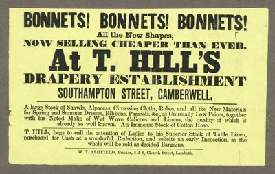 Hoeden! Hoeden! Hoeden! bij T Hills, Southampton Street, Camberwell, Londen door English School
