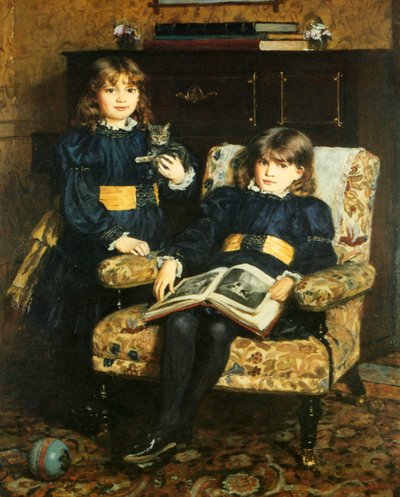 Boekplaat met kinderen die lezen door English School