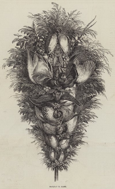 Boeket van Wild (gravure) door English School