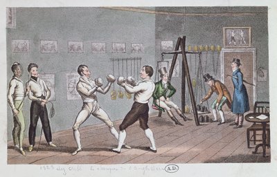 Boksen in Engeland, 1823 (kleurgravure) door English School