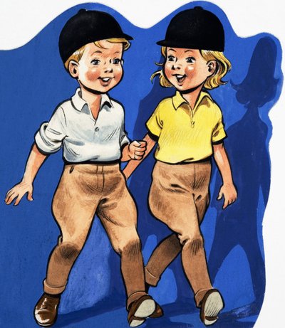 Jongen en meisje in rijbroeken door English School