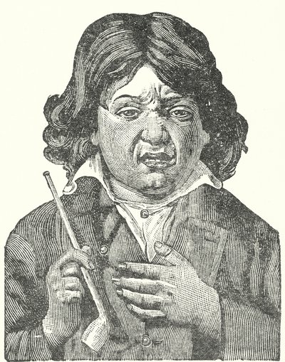 Jongen lijdt aan de nawerkingen van tabak (gravure) door English School