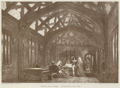 Bramhall Hall, Cheshire, de eetzaal door English School
