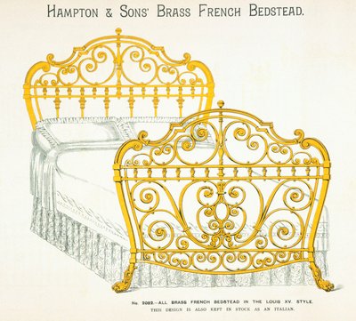 Messing Frans ledikant uit Hampton and Sons Catalogus van meubels, 1902 door English School