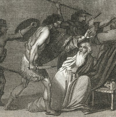 Brennus en zijn troepen doden de eerbiedwaardige mannen (gravure) door English School