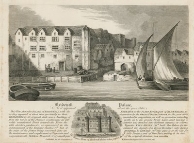 Bridewell Palace zoals het eruitzag rond het jaar 1660 door English School