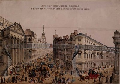 Brug over de straat bij Mansion House, ca. 1862 door English School