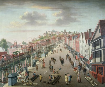 Bristol Docks en Quay, c.1760 door English School