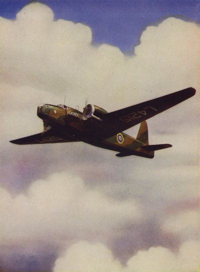 Britse Vickers Wellington middelzware bommenwerper in vlucht door English School