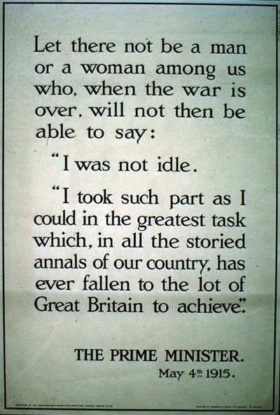 Britse WWI wervingsposter, 1915 door English School