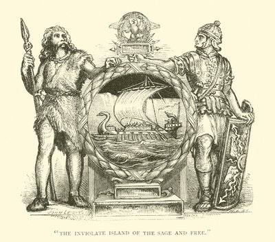 Brit en Romein, Groot-Brittannië, Het Onschendbare Eiland van de Wijze en Vrije (gravure) door English School