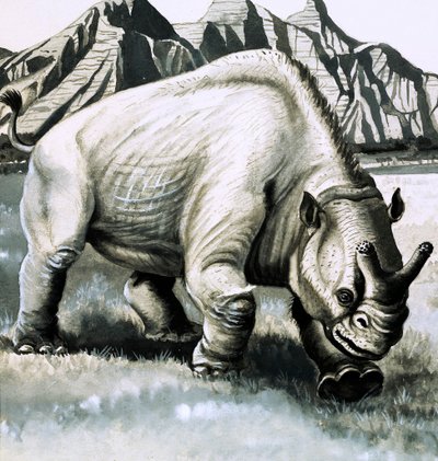 Brontotherium uit het Oligoceen door English School