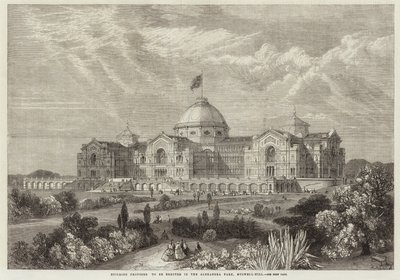 Gebouw voorgesteld te worden opgericht in het Alexandra Park, Muswell Hill door English School