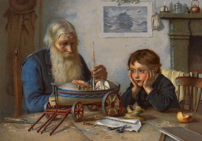 De reddingsboot bouwen (kleur litho) door English School
