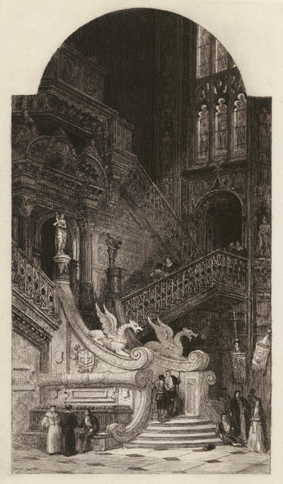 Kathedraal van Burgos, geëtst door C O Murray, naar David Roberts door English School