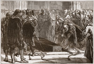 Begrafenis van Luther in de Schloss-Kerk, Wittenberg, illustratie uit De Geschiedenis van het Protestantisme door James Aitken Wylie, gepubliceerd in 1878 door English School
