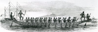 Birmaanse oorlogsschip, genomen uit The London Illustrated News, 1852 door English School