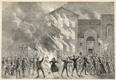 Brand van Newgate, uit een Hedendaagse Prent door English School