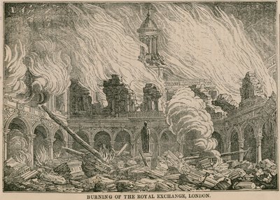 Brand van de Royal Exchange, Londen, in de nacht van 10 januari 1838 door English School