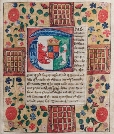 CCA-ChAnt/W/48C Vierdelige akte van koning Hendrik VII, 20 nov 1504 door English School