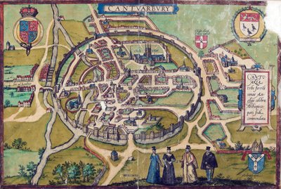 CCA-PRINDRAW/3/A/1 Canterbury Kaart, ca. 1588 door English School
