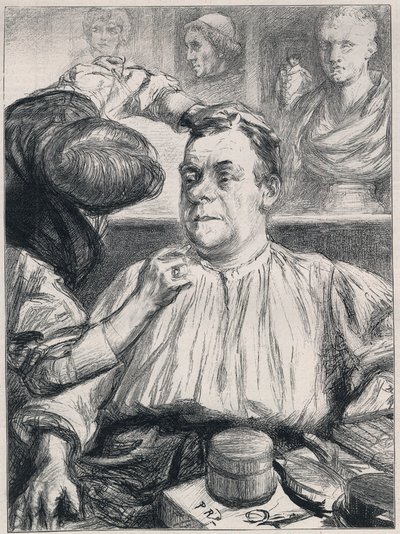 COQUELIN in zijn kleedkamer: CONSTANT COQUELIN Aine, Engelse acteur in de rol van Cyrano de Bergerac in het Lyceum Theatre, Londen door English School