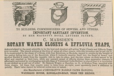 C Marsdens roterende waterclosets en effluvia vallen door English School