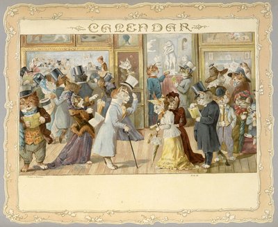 Kalender. Vooromslag met katten. Aangename verrassingen voor mensen van alle maten. [In vers. Met illustraties.] Londen: E. Nister, [1892] door English School