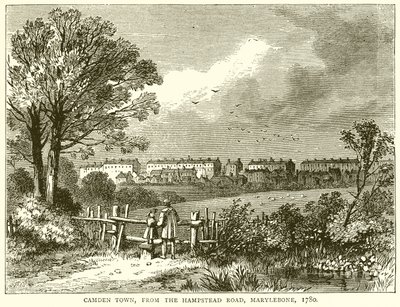 Camden Town, vanaf de Hampstead Road, Marylebone, 1780 door English School